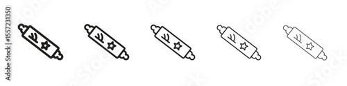 Mezuzah iconBlack linear bold and thin strokes set