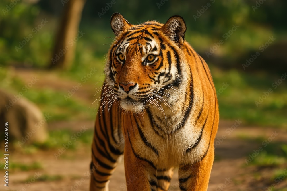 Naklejka premium Stunning tiger exploring its surroundings