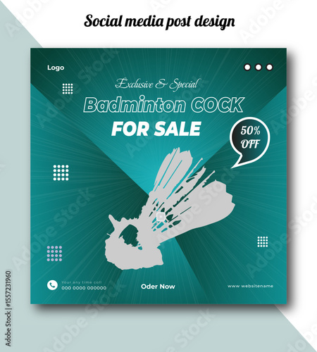 Exclusive and special badminton cock for sale social media post design template