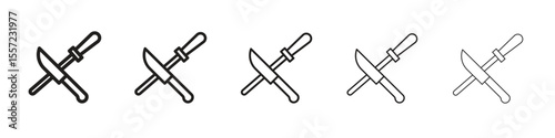 Knife sharpener iconBlack linear bold and thin strokes set