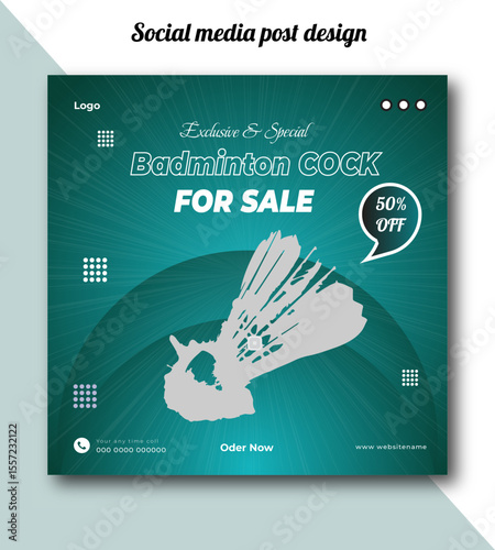 Exclusive and special badminton cock for sale social media post design template