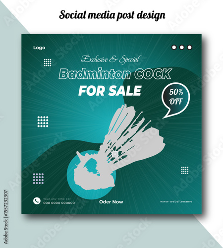 Exclusive and special badminton cock for sale social media post design template