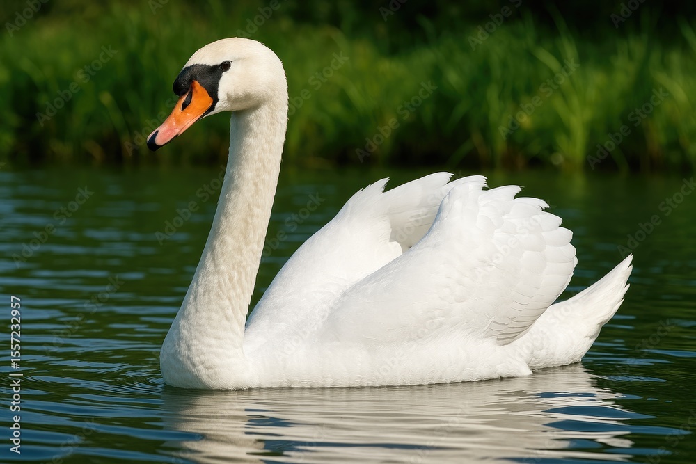 Fototapeta premium Male White Silent Swans in the Bird Kingdom