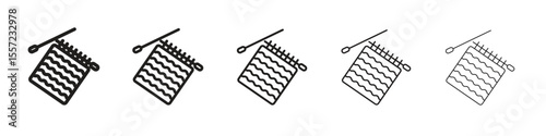 Handloom iconBlack linear bold and thin strokes set