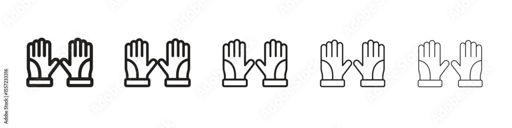 Obraz premium Gloves iconBlack linear bold and thin strokes set