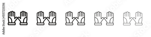 Gloves iconBlack linear bold and thin strokes set