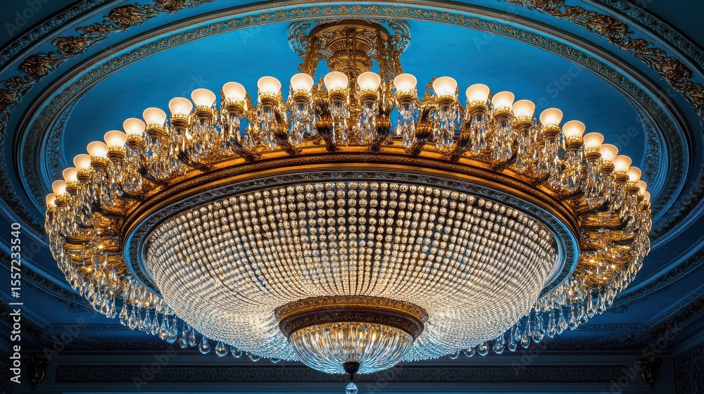 Obraz premium Ornate chandelier, sparkling crystals