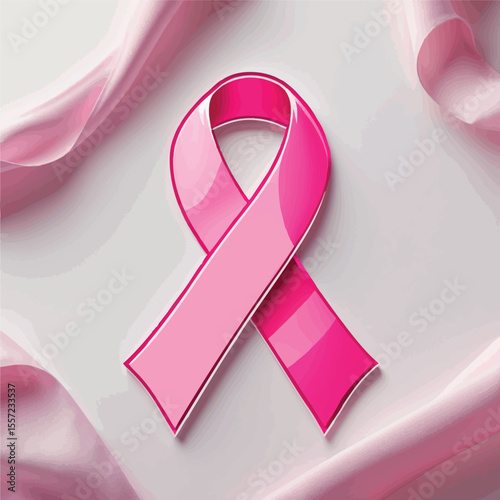 Breast Cancer Awareness Pink Ribbon Symbol - Minimalist Outline Vector Illustration for Health Campaigns