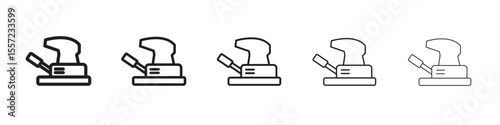 Floor sanding machine iconBlack linear bold and thin strokes set