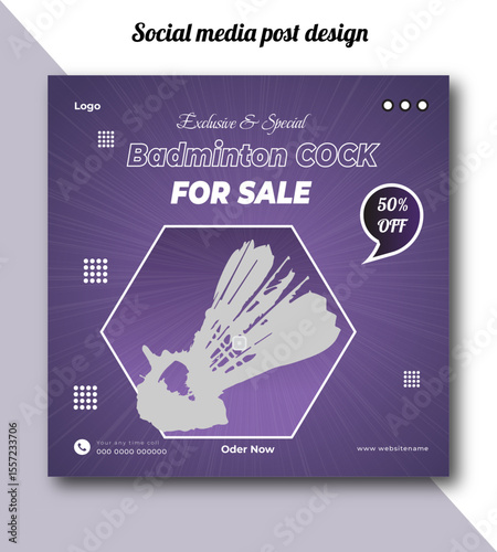 Exclusive and special badminton cock for sale social media post design template