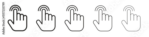 Finger control iconBlack linear bold and thin strokes set