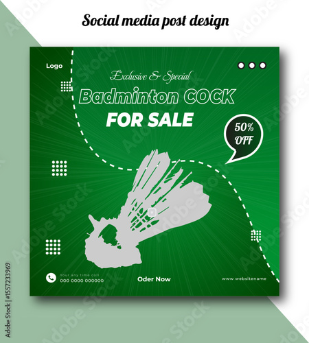 Exclusive and special badminton cock for sale social media post design template