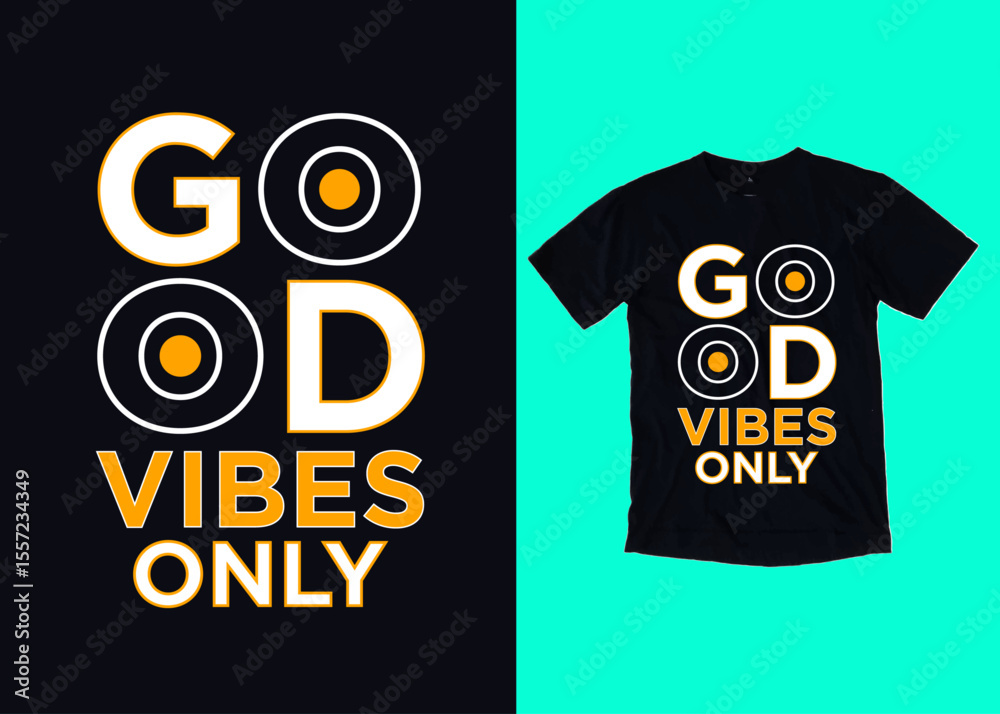 Obraz premium Good vibes only positive message in orange text isolated on transparent background