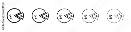 Dividend yield iconBlack linear bold and thin strokes set