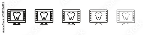 Dental X ray iconBlack linear bold and thin strokes set