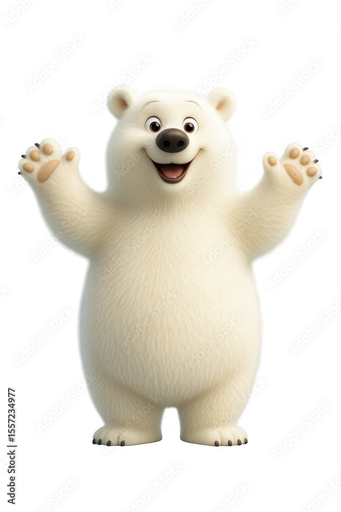 Fototapeta premium Cute Cartoon Polar Bear Waving – Happy Arctic Animal Illustration