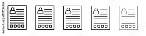 Criminal record iconBlack linear bold and thin strokes set