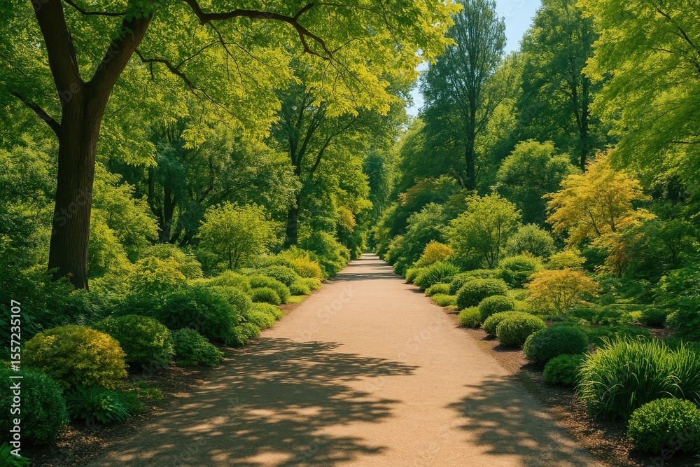 Naklejka premium Pathway through the botanical garden's alleyway