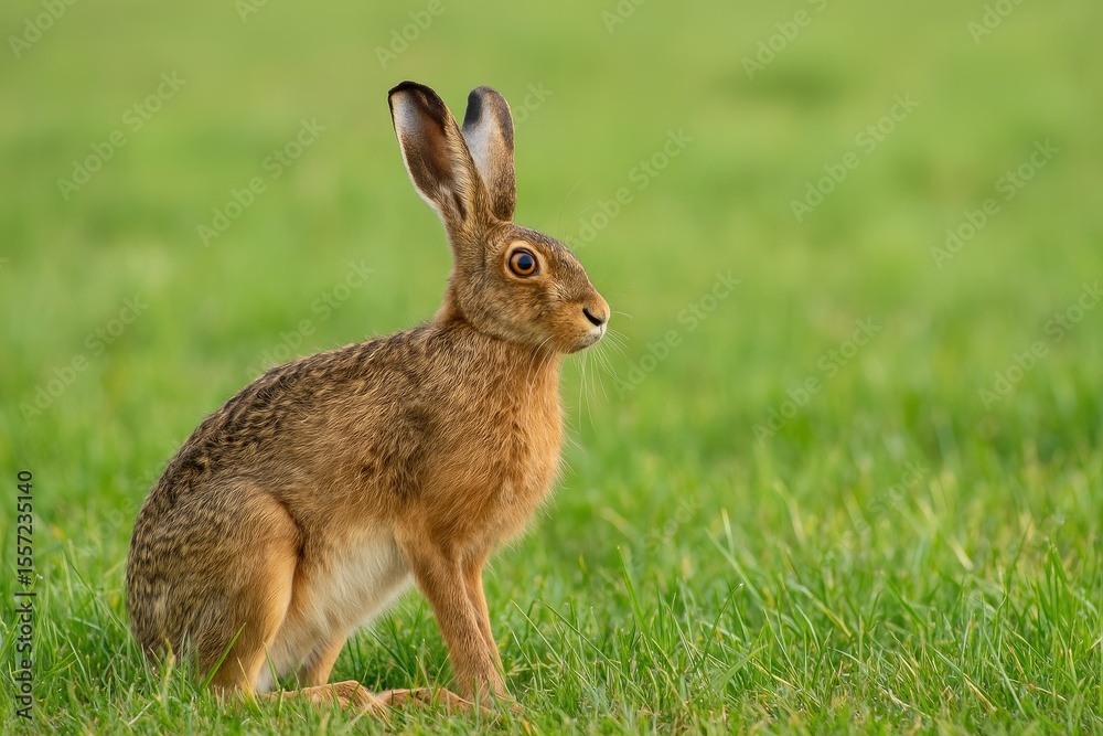 Fototapeta premium A rabbit standing in a grassy meadow