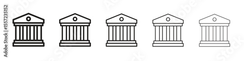Courthouse iconBlack linear bold and thin strokes set
