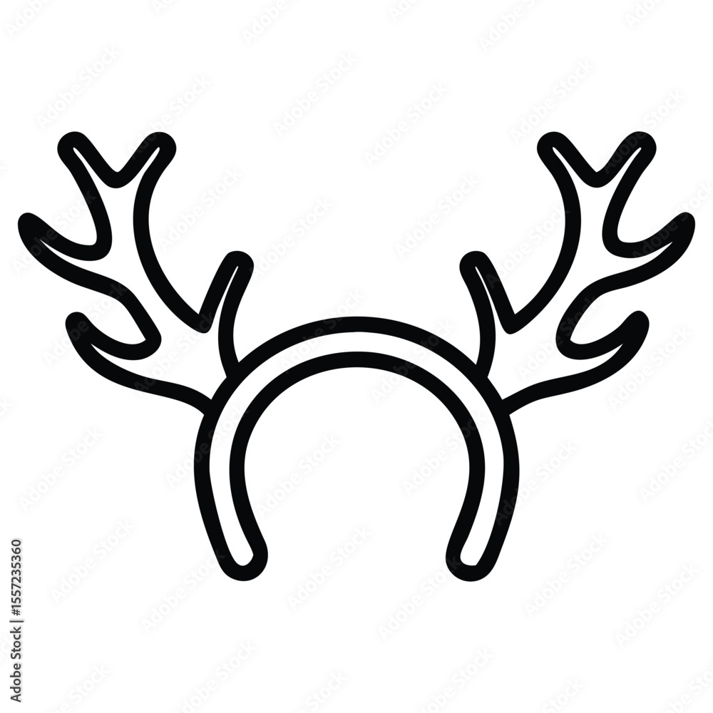Obraz premium Reindeer antlers headband in outline style for Christmas designs and decorations