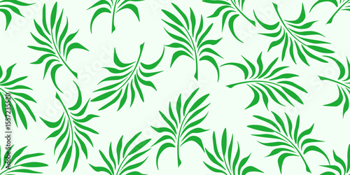 Palm tree Leaf seamless trellis. Summer nature seamless pattern. Vector illustration of Palm Leaves background perfect room interior wall cover, living room wallpaper print. EPS 10