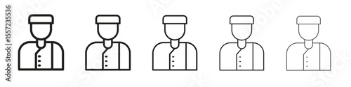 Concierge iconBlack linear bold and thin strokes set