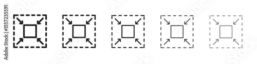 Compact size iconBlack linear bold and thin strokes set