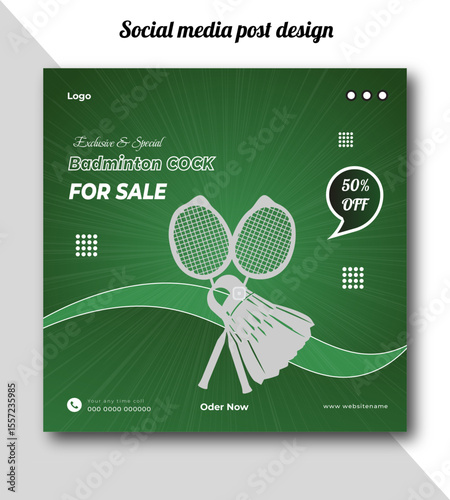 Exclusive and special badminton cock for sale social media post design template