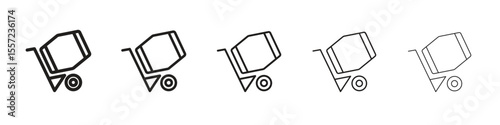 cement mixers iconBlack linear bold and thin strokes set