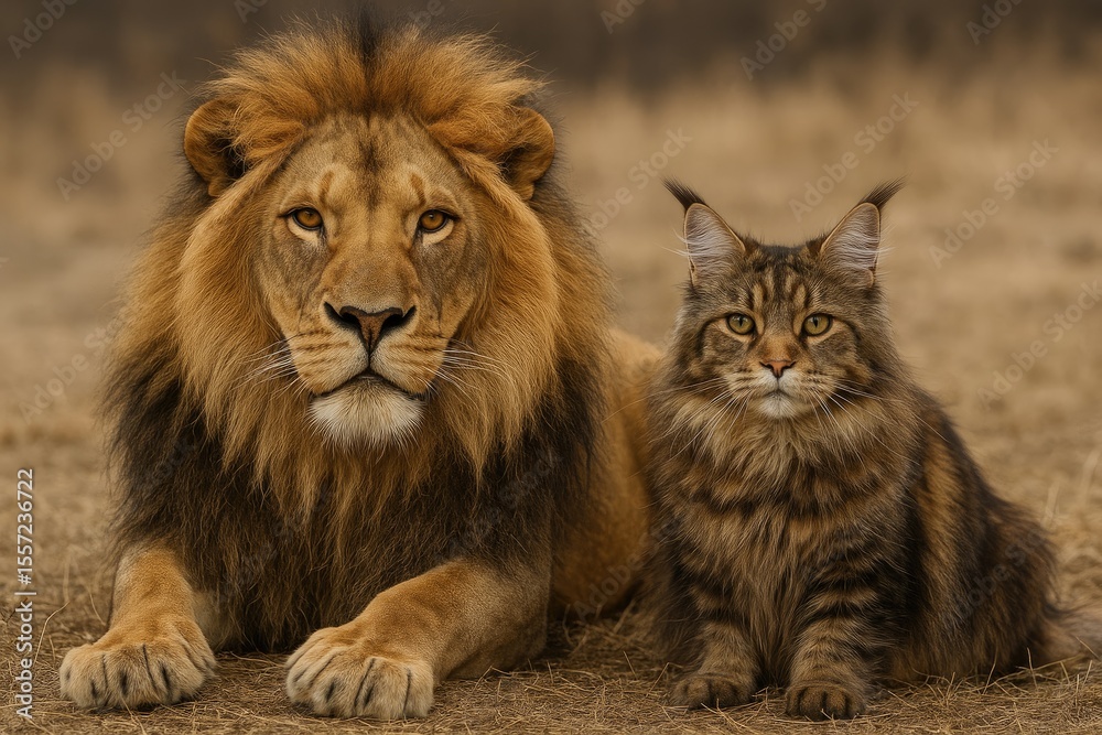 Fototapeta premium A majestic lion with a stunning mane