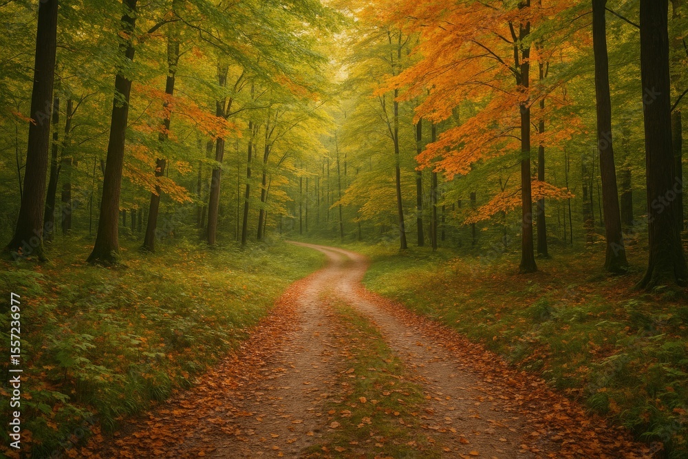 Obraz premium A trail through a forested plateau