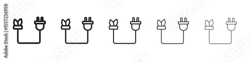 Biomass energy iconBlack linear bold and thin strokes set
