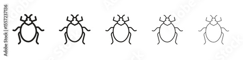 Bedbug iconBlack linear bold and thin strokes set