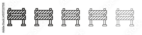 Barrier iconBlack linear bold and thin strokes set