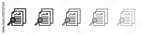 Auditors iconBlack linear bold and thin strokes set
