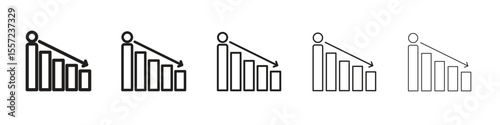 Attrition iconBlack linear bold and thin strokes set