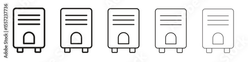 Air purifier iconBlack linear bold and thin strokes set