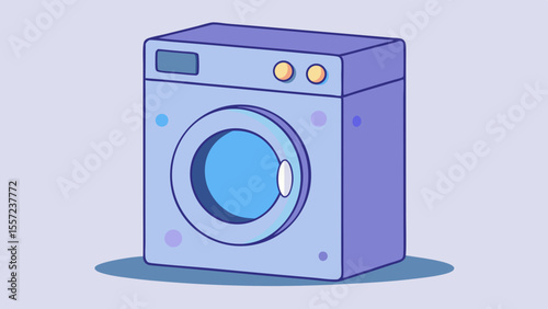 light blue front-loading washing machine with water inside washing machine isolated on white background
