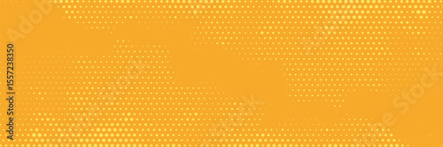 Yellow orange halftone pattern. Retro comic gradient background. Square pixilated dot cartoon texture. Pop art faded gradient pattern