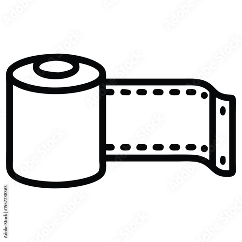 Simple line art illustration of a 35mm film roll, photographic negative icon
