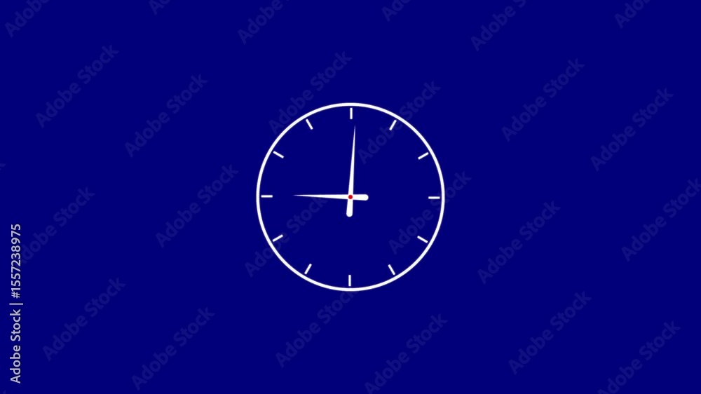 Timelapse of spinning clock animation in 12 Hour. Seamless motion animated footage. White colored watch with hands move quickly. Time concept with Alpha channel 