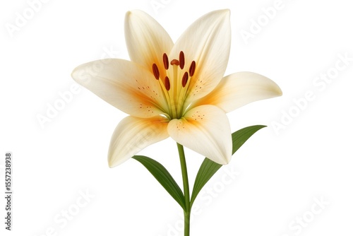 Elegant white lily blossom isolated on a plain background