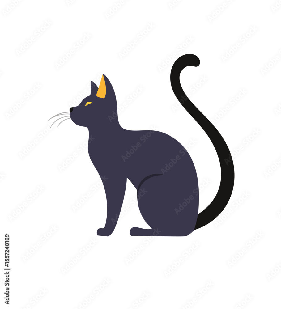 Obraz premium Cute black cat sitting halloween pet animal design