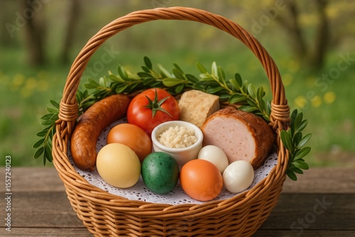 Variety of edible items in a basket