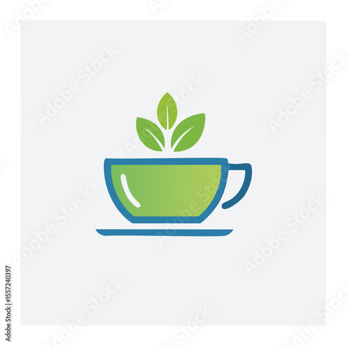 Green tea cup logo design herbal beverage refreshment