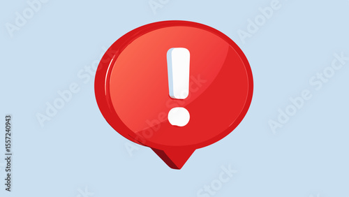 red speech bubble with white exclamation mark illustration design.