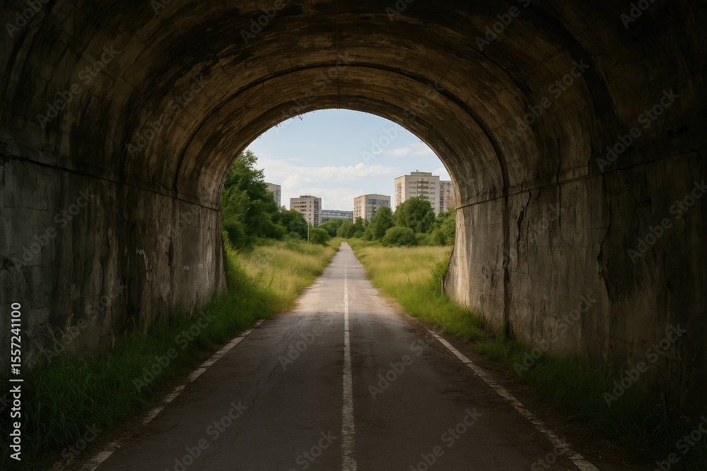 Fototapeta premium Derelict passageway linking urban area to rural settlement