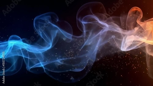 Abstract spiritual energy swirling through a vibrant nebula. Colorful smoke swirl with vibrant tones and sparkling effects
