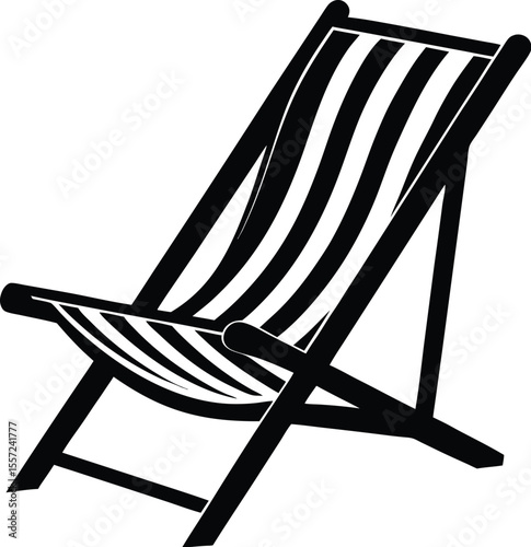 beach chair silhouette, umbrella and chair icon, summer vector illustration